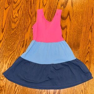 Vineyard Vines Girls Colorblock Tank Dress - Hot Pink, Light Blue & Navy
